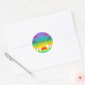 Aangepaste tekst  zomerzonsondergang palmbomen ronde sticker (Envelop)