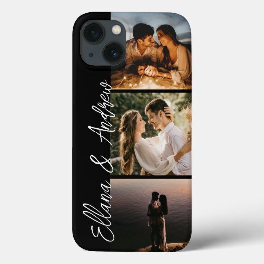 Aangepaste tekst Zwart 3 Foto Case-Mate iPhone Case (Achterkant)