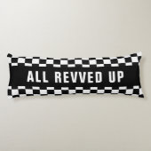 Aangepaste tekst zwart en wit gecheckt vlaggenpatr lichaamskussen (Achterkant)