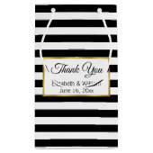 Aangepaste tekst zwart en wit gestreept klein cadeauzakje (Achterkant)