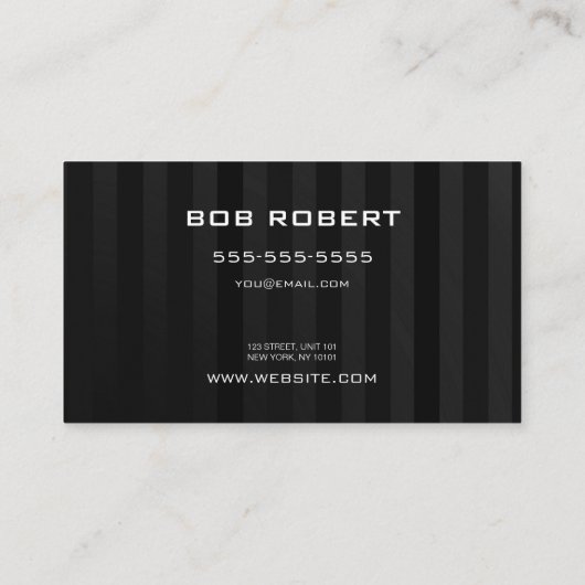 AANGEPASTE TEKST - Zwart Grijs Verticale Strepen Visitekaartje (Achterkant)