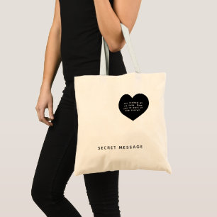 Aangepaste Tekst Zwart Hart GEHEIM BERICHT Tote Bag