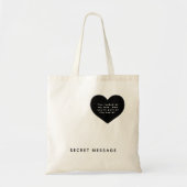 Aangepaste Tekst Zwart Hart GEHEIM BERICHT Tote Bag (Voorkant)