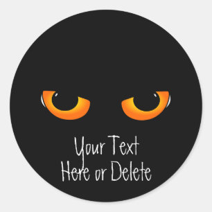 Aangepaste tekst zwart, katje Golden Eyes Hallowee Ronde Sticker