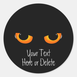 Aangepaste tekst Zwart Kitty Cat Golden Eyes Hallo Ronde Sticker