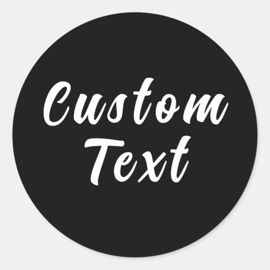 Aangepaste tekst zwart, klassieke ronde sticker (Voorkant)