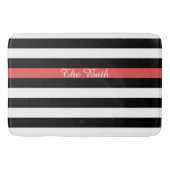 Aangepaste tekst zwart rood en wit striped badmat (Voorkant)