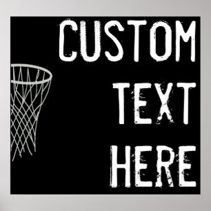 Aangepaste tekst zwart-wit Basketball Player-poort Poster