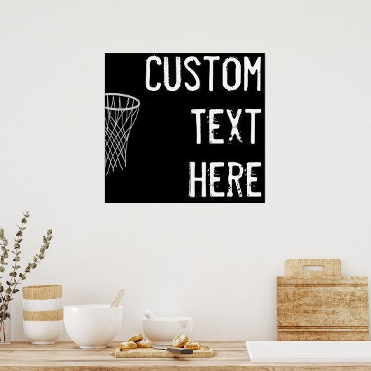 Aangepaste tekst zwart-wit Basketball Player-poort Poster (Keuken)