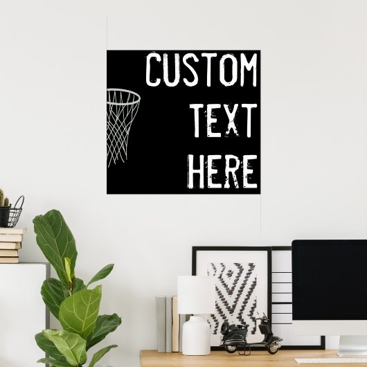 Aangepaste tekst zwart-wit Basketball Player-poort Poster (Thuiskantoor)
