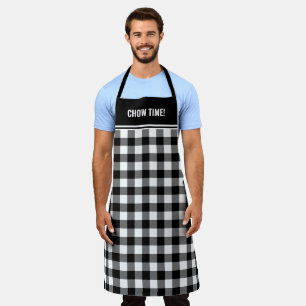 Aangepaste tekst zwart-wit Buffalo Plaid Schort