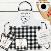 Aangepaste tekst, Zwart-wit Buffel Plakt Ovenwant & Pannenlap Set