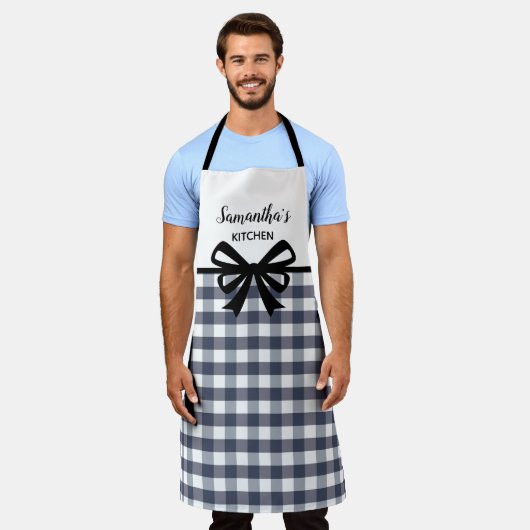 Aangepaste tekst zwart-wit buffelkoepelkoepel keuk schort (Gedragen)