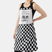 Aangepaste tekst, Zwart-wit Checker Plaid Kitchen Schort (Insitu)