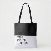 Aangepaste tekst Zwart Wit Elegant Stijlvol Medium Tote Bag (Voorkant)