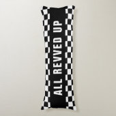 Aangepaste tekst Zwart-wit geruit vlagpatroon Lichaamskussen (Voorkant Verticaal)