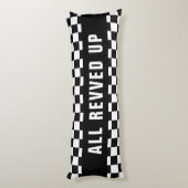 Aangepaste tekst Zwart-wit geruit vlagpatroon Lichaamskussen (Achterkant (Verticaal))