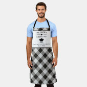 Aangepaste tekst, zwart-wit keuken schort (Gedragen)