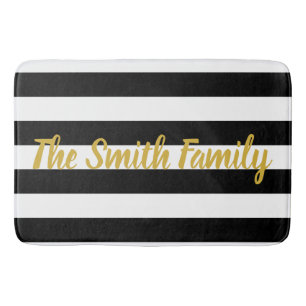 Aangepaste tekst zwart-wit striped patroon badmat