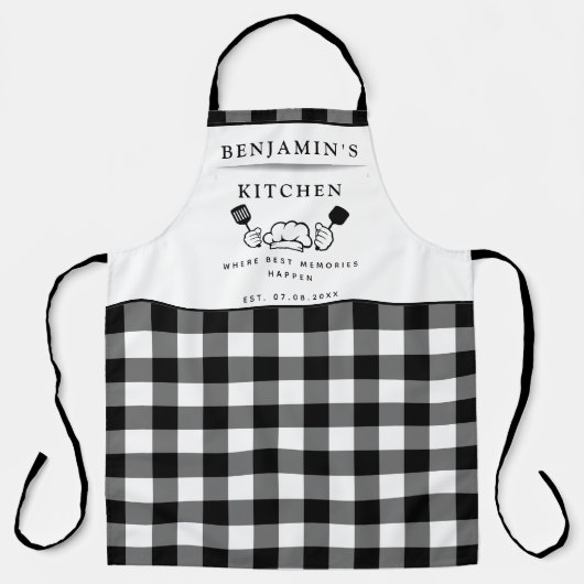 Aangepaste tekst, zwart-witte buffels, keukens schort (Voorkant)