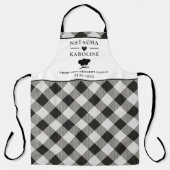 Aangepaste tekst, zwart-witte keuken schort (Voorkant)