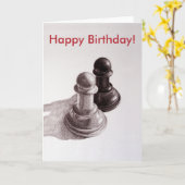 Aangepaste tekst Zwart-witte pionnen Schaakverjaar Kaart (Gele Bloem)