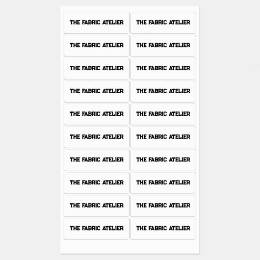 Aangepaste tekst Zwarte op witte stof kledinglabel Labels (Vel)