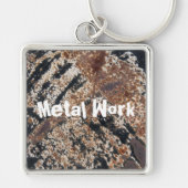 Aangepaste tekst zwarte usty Metal Grunge foto Sleutelhanger (Voorkant)