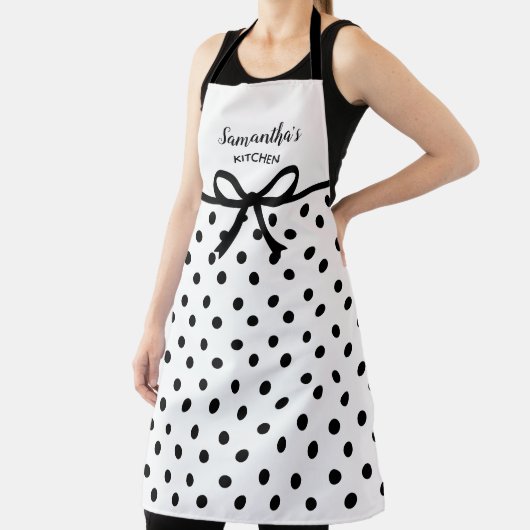 Aangepaste tekst zwarte witte poka dots Cute Kitch Schort (Insitu)