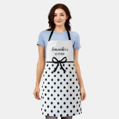 Aangepaste tekst zwarte witte poka dots Cute Kitch Schort (Gedragen)