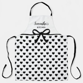 Aangepaste tekst zwarte witte poolpunts harten keu schort