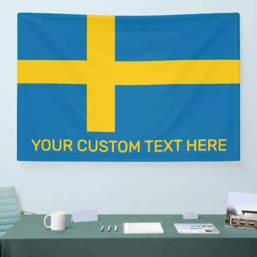 Aangepaste tekst Zweedse vlag Spandoek (Beurs)