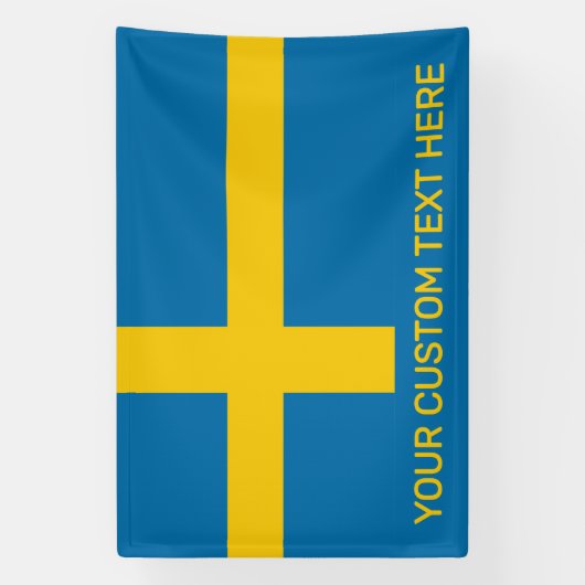 Aangepaste tekst Zweedse vlag Spandoek (Verticaal)