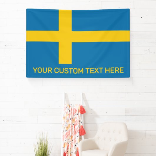 Aangepaste tekst Zweedse vlag Spandoek (Insitu)