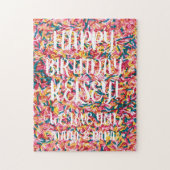 Aangepaste tekstafdrukken | Fijne verjaardag Legpuzzel (Verticaal)