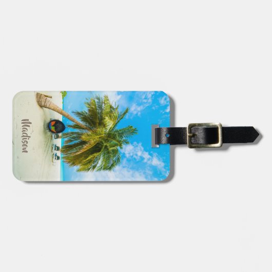 Aangepaste tekstbalk in bagagelabel Malediven (Voorkant horizontaal)