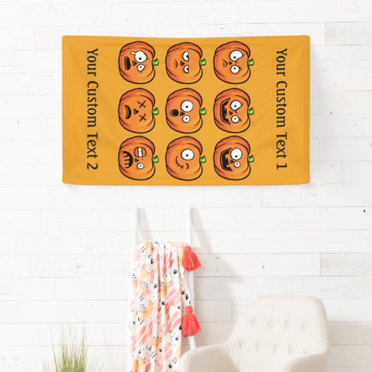 Aangepaste tekstbanner voor Halloween Pumpkins 1 Spandoek (Insitu)