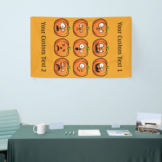 Aangepaste tekstbanner voor Halloween Pumpkins 1 Spandoek (Beurs)