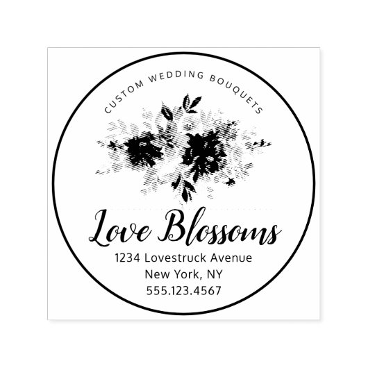 Aangepaste tekstbruiloft Florist Logo Bouquet Zelfinktende Stempel (Design)