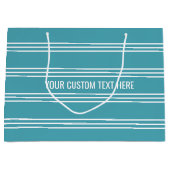 Aangepaste tekstcadezak met turquoise Stripes Large Cadeautasje (Voorkant)