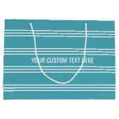 Aangepaste tekstcadezak met turquoise Stripes Large Cadeautasje (Achterkant)