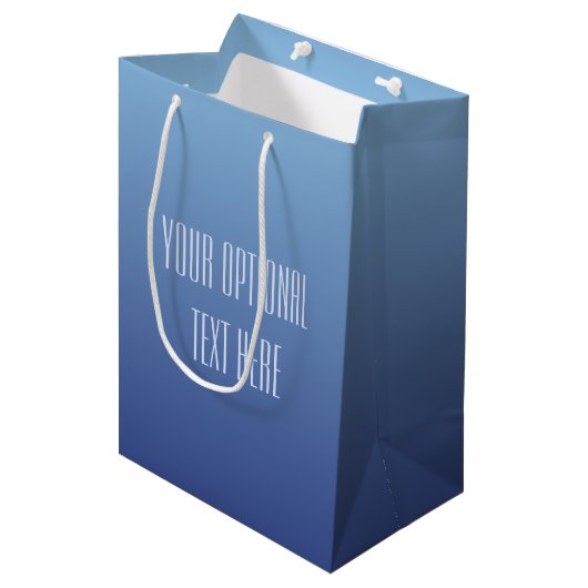 Aangepaste tekstcadezakken voor blauwe gradiënt medium cadeauzakje (Voorkant Gekanteld)
