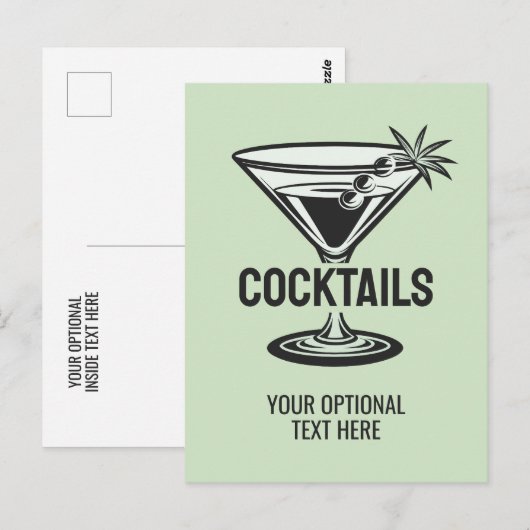 aangepaste tekstcocktail briefkaart (Voorkant / Achterkant)