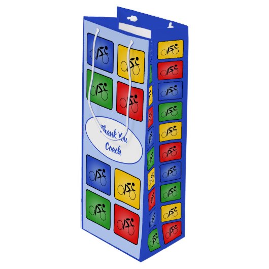 Aangepaste tekstcyclonen blauw wijn cadeautas (Voorkant Gekanteld)