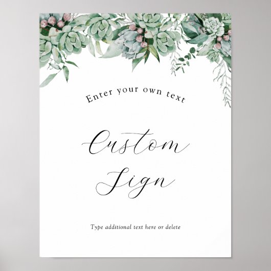 Aangepaste tekstekst voor Succulent en Eucalyptus  Poster (Voorkant)