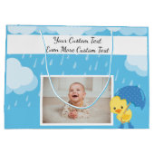 Aangepaste teksten/foto's Baby shower Groot Cadeauzakje (Achterkant)