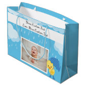 Aangepaste teksten/foto's Baby shower Groot Cadeauzakje (Achterkant Gekanteld)