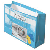 Aangepaste teksten/foto's Baby shower Groot Cadeauzakje (Voorkant Gekanteld)