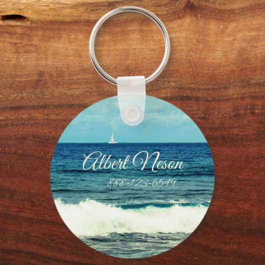 Aangepaste teksten | Zeilboot Sleutelhanger (Voorkant)