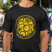 Aangepaste tekstfiets, geel en zwart t-shirt